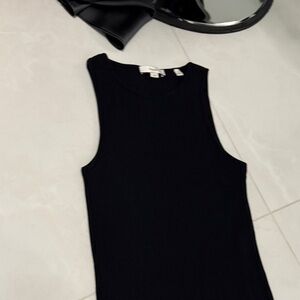 Vince Black Ribbed Midi Dress